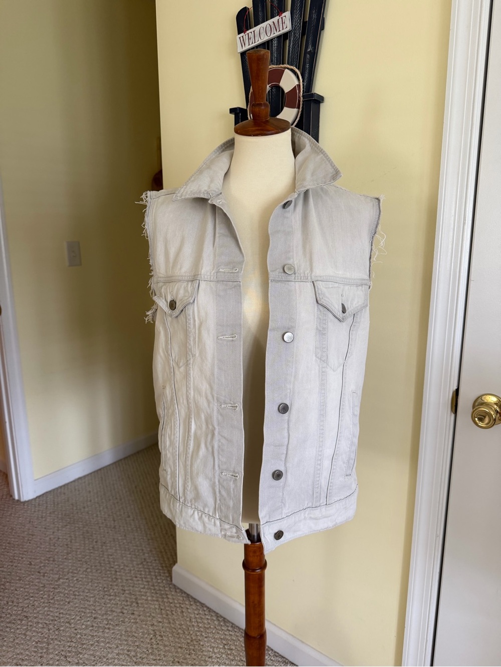 J BRAND Light Wash Sleeveless Denim Vest - Button Front